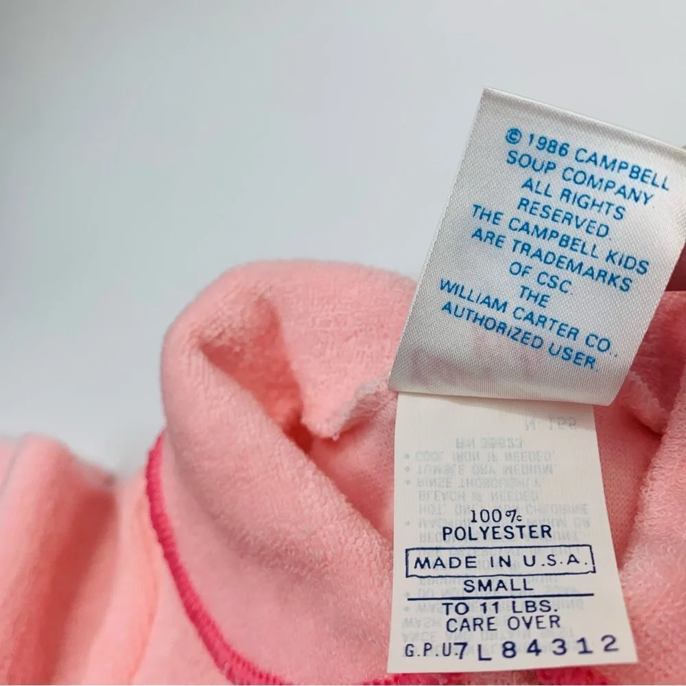 Vintage 1986 Campbell Kids by Carter's TerryCloth Footie Pajamas Small to 11lbs